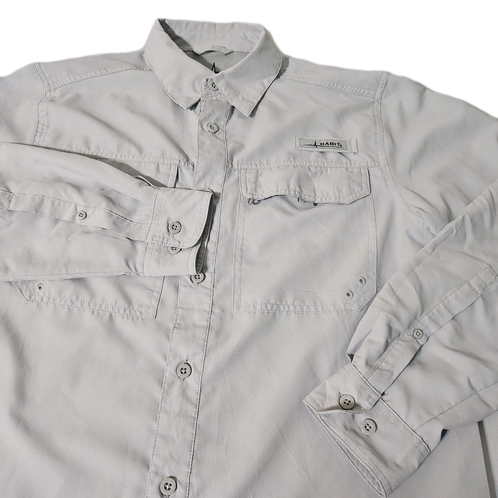 Habit Short Sleeve‎ Fishing Shirt. Men's S Bone White 40+ UV Protect VENTED